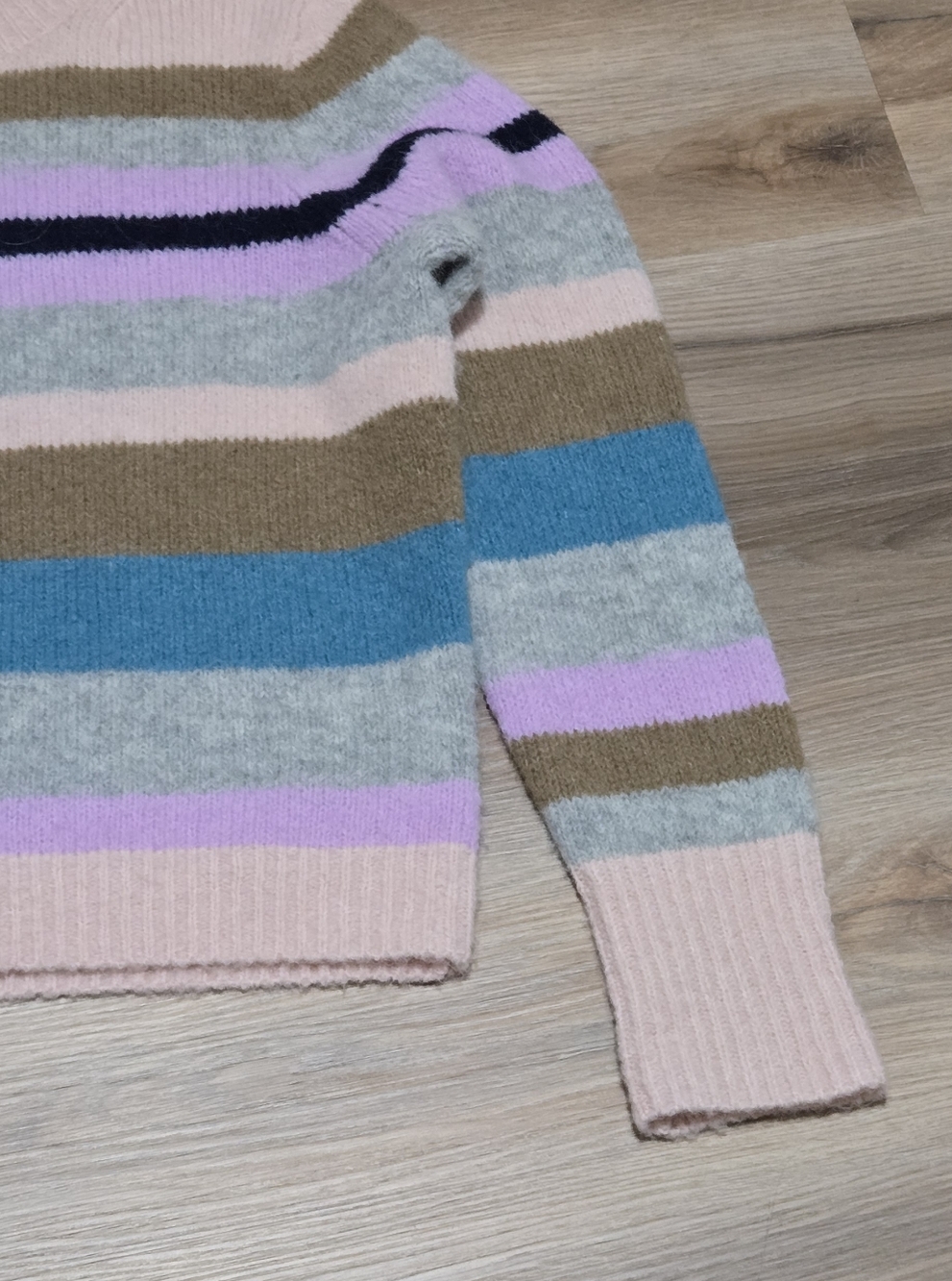 Point Sur Alpaca Laine Blend Striped Crewneck Sweater - Multi Pastel Size L - Picture 4 of 9